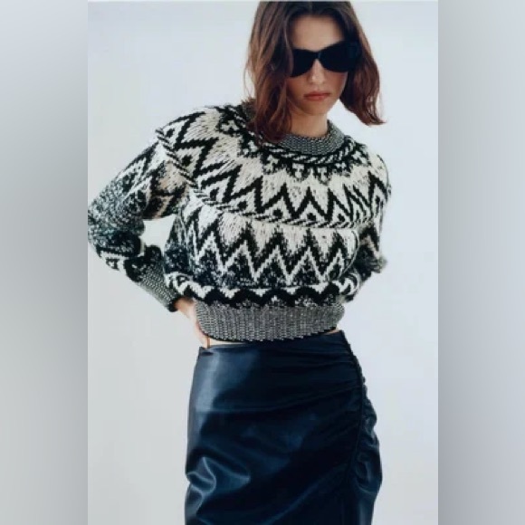 NWT! ZARA jacquard knit sweater - Picture 3 of 5